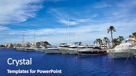  Presentation with sea port - Beautiful presentation theme featuring denia port marina in mediterranean sea of alicante spain backdrop and a ocean colored foreground