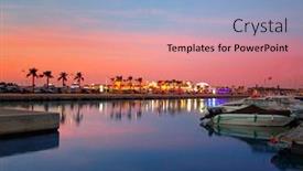  Presentation with marina - Cool new slide deck with denia port sunset dusk in marina at alicante spain backdrop and a light blue colored foreground