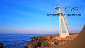  Presentation with sunset beach - Amazing PPT theme having denia sunset in las rotas beach el trampoli baywatch tower alicante of spain backdrop and a light blue colored foreground