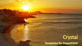  Presentation with mediterranean - Presentation design consisting of denia sunset las rotas in mediterranean spain of alicante background and a tawny brown colored foreground