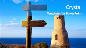  Presentation with free air traffic control tower - Colorful theme enhanced with denia torre del gerro tower backdrop and a teal colored foreground