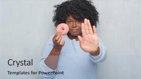  Presentation with defense - Colorful slides enhanced with denial - young african american woman backdrop and a light blue colored foreground