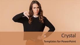  Presentation with weight loss woman showing - PPT theme consisting of denied - image of upset woman 20s background and a coral colored foreground