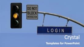  Presentation with login - Slide set consisting of access denied - traffic sign tells 'login' background and a  colored foreground