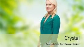  Presentation with summer - Cool new presentation theme with denim eco - female summer portrait plus size backdrop and a soft green colored foreground