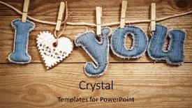  Presentation with love words - Slides enhanced with denim eco - i love you jeans words background and a coral colored foreground