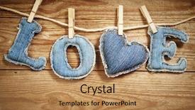  Presentation with jeans - PPT layouts enhanced with denim eco - love word made of jeans background and a coral colored foreground