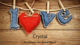  Presentation with love heart - PPT theme having denim eco - love word made of jeans background and a coral colored foreground
