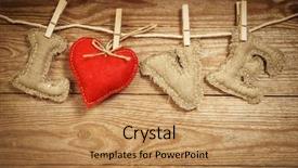  Presentation with textile denim - Beautiful presentation theme featuring denim eco - love word made of linen backdrop and a coral colored foreground