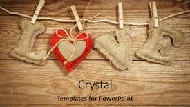  Presentation with heart love - Presentation theme having denim eco - love word made of linen background and a coral colored foreground
