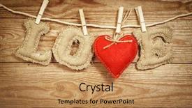  Presentation with love heart - Slide deck with denim eco - love word made of linen background and a coral colored foreground