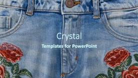  Presentation with jeans denim - Beautiful PPT layouts featuring denim embroidered rose flowers jeans texture backdrop and a ocean colored foreground