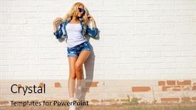  Presentation with jeans denim - Slide deck enhanced with denim jacket and shorts fashion background and a  colored foreground