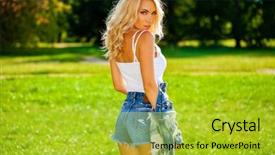  Presentation with jeans denim - Beautiful slides featuring denim jacket and shorts fashion backdrop and a yellow colored foreground