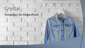  Presentation with brick wall - PPT theme with denim-jacket-hanging-on-brick background and a  colored foreground