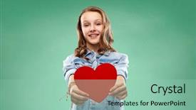  Presentation with teenage love - Presentation design enhanced with denim jacket holding red heart background and a mint green colored foreground