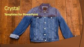 Presentation with denim - PPT layouts featuring denim jacket on wooden background background and a red colored foreground