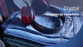  Presentation with jeans denim - Audience pleasing presentation theme consisting of denim-jeans-and-earphones backdrop and a ocean colored foreground