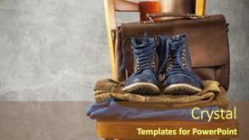  Presentation with texture jeans texture denim - PPT theme consisting of denim-jeans-and-old-boots background and a tawny brown colored foreground