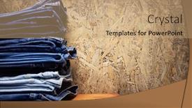  Presentation with texture jeans texture denim - Amazing PPT theme having denim-jeans-at-wooden-shelf backdrop and a coral colored foreground