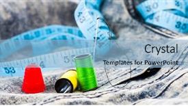  Presentation with sewing needle - Presentation with denim jeans ready for alteration background and a  colored foreground