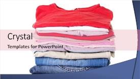  Presentation with clothing - Beautiful PPT layouts featuring denim outfit - stack of clothing isolated backdrop and a coral colored foreground