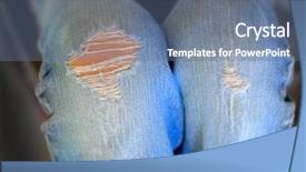  Presentation with denim - Amazing presentation theme having denim pants with holes in the knees fashion old and worn backdrop and a ocean colored foreground