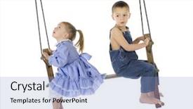 Presentation with pump - Presentation having denim pumps - 2 preschooler playing background and a light blue colored foreground