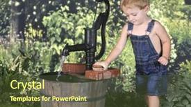  Presentation with water pump - Presentation theme with denim pumps - adorable barefoot 2 year old background and a tawny brown colored foreground