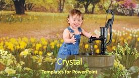  Presentation with water pump - Beautiful slides featuring denim pumps - beautiful baby boy happily playing backdrop and a tawny brown colored foreground