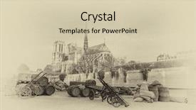  Presentation with barrels - Cool new slide deck with denoising - docks of notre dame cathedral backdrop and a soft green colored foreground