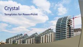  Presentation with building construction water supply - Slide deck with densitry - building under construction in london background and a light blue colored foreground