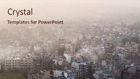  Presentation with old buildings - Beautiful presentation theme featuring densitry - cityscape of old multi-storey buildings backdrop and a lemonade colored foreground