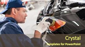  Presentation with sports car - Cool new presentation theme with dent - sports car in a workshop backdrop and a violet colored foreground