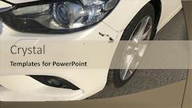  Presentation with car accident - Theme consisting of dent-car-scratch-close-up background and a soft green colored foreground