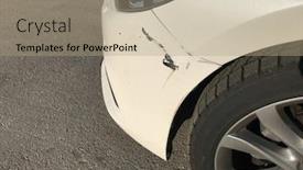  Presentation with car accident - Beautiful PPT theme featuring dent-car-scratch-close-up backdrop and a coral colored foreground