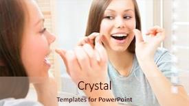  Presentation with dental hygiene - Beautiful PPT layouts featuring dentaire - beauty young woman flossing her backdrop and a lemonade colored foreground