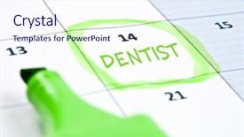  Presentation with dentist - Audience pleasing PPT theme consisting of dental - calendar mark with dentist backdrop and a sky blue colored foreground