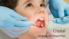  Presentation with inspection - Colorful slide deck enhanced with dental - close-up of little boy opening backdrop and a coral colored foreground