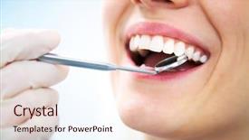  Presentation with teeth - Beautiful theme featuring dental - close-up of young female having backdrop and a lemonade colored foreground