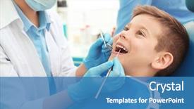  Presentation with dentist - Amazing theme having dental - dentist examining little boy's teeth backdrop and a teal colored foreground