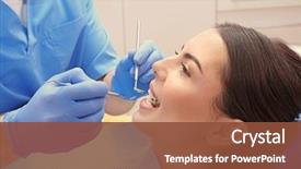  Presentation with dentist - Presentation theme consisting of diagnosis dental - dentist examining patient's teeth background and a tawny brown colored foreground