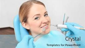  Presentation with thesis on stroke patient - Colorful PPT theme enhanced with diagnosis dental - dentist examining patient's teeth backdrop and a arctic colored foreground