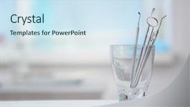  Presentation with dentist - Slide set with dental - dentist medical tools in glass background and a sky blue colored foreground