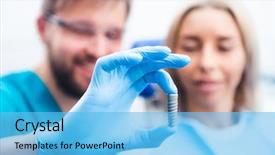  Presentation with dental implant - Cool new PPT theme with dental - dentist showing gray implant model backdrop and a light blue colored foreground