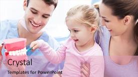  Presentation with brush - Amazing slide set having dental - dentist teaching girl how backdrop and a lemonade colored foreground