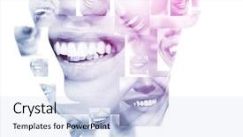  Presentation with teeth whitening - Beautiful presentation design featuring dental - double exposure of laughing people backdrop and a lemonade colored foreground