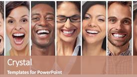  Presentation with faces - PPT layouts featuring dental - happy people faces set background and a coral colored foreground