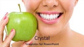  Presentation with healthy green food habit - Amazing theme having dental - healthy teeth and green apple backdrop and a coral colored foreground
