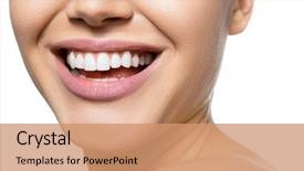  Presentation with teeth whitening - Presentation theme having dental - laughing woman mouth with great background and a coral colored foreground